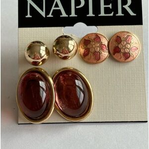 Pierced earrings on card/ gold tone with new backs/ unmarked